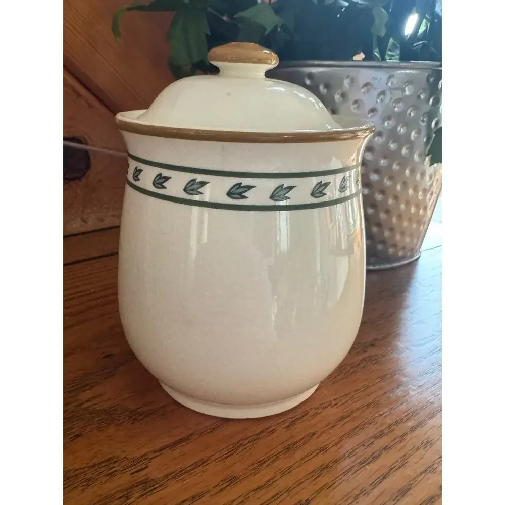 Vintage 1982 M Kamenstein Floral Ceramic Canister Cottagecore Kitchen Farmhouse